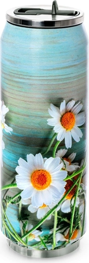Thermosbeker in blikvorm met bloemen 500 ml