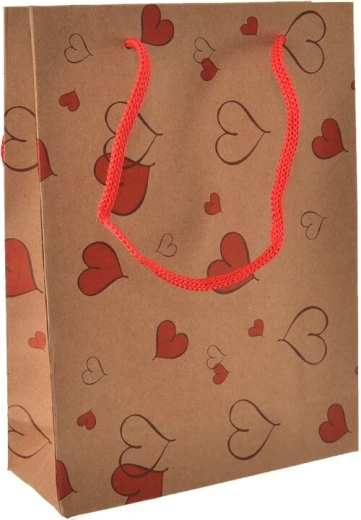 Sac cadeau avec motif de cœurs 15 × 6 × 20 cm