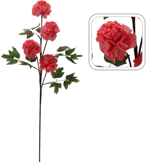 Decorative cherry blossom flower – white branch with 4 blooms, 94 cm