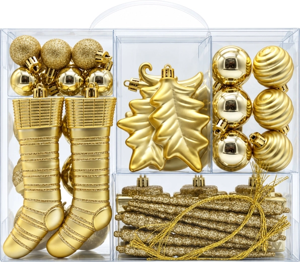 Non-breakable Christmas tree ornaments, set of 38 pieces