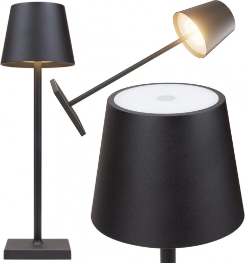 Touch-Tisch-LED-Lampe mit 3 Lichtfarben, kabellos, USB‑C, schwarz