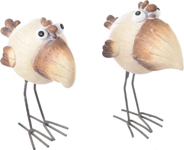 Oiseau décoratif en céramique et métal beige (2 variantes)