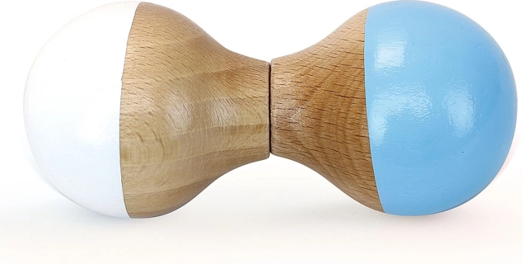 Wooden rattle white-blue
