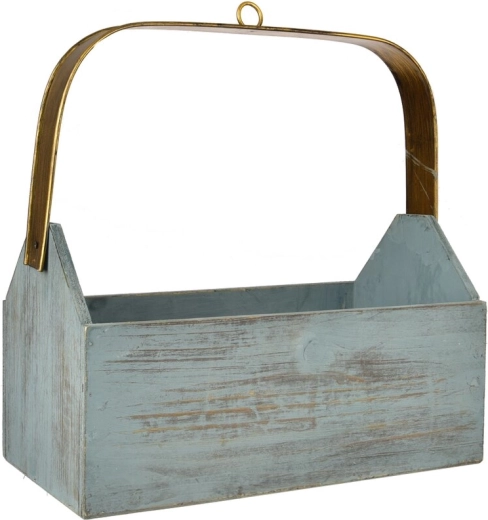 Metalen opbergkist bruin/blauw – middelgroot
