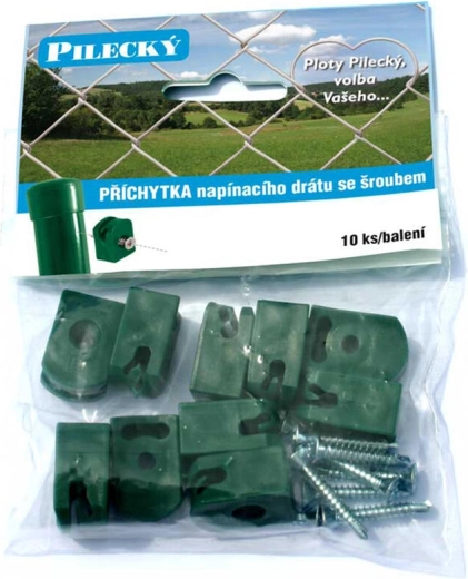 Spanndraht-Klammer mit Schraube, grün (10 Stk.)