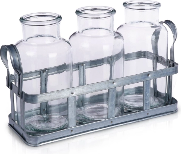 Glass Flower Vases with Stand, 3 pcs