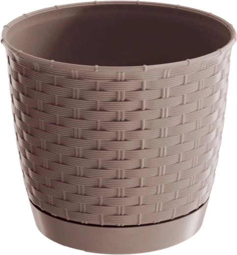 Cache-pot Ratolla Round 19 cm moka avec soucoupe intégrée
