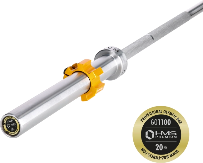 Barre olympique HMS Premium 220 cm avec colliers à fermeture rapide