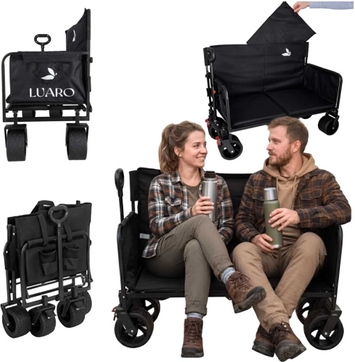 Luaro folding transport wagon with seat and backrest