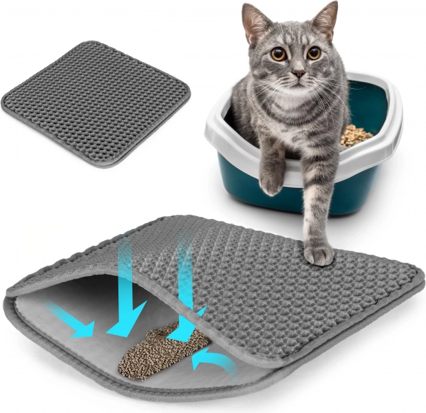 Zweischichtige Katzentoiletten-Unterlage grau PETSI