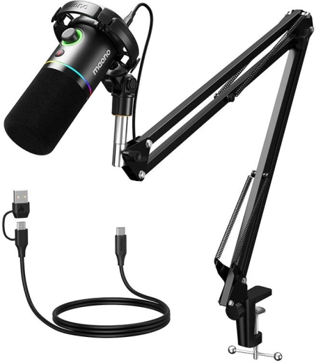 Dynamic USB/XLR Microphone Maono PD200XS with RGB Lighting – Black