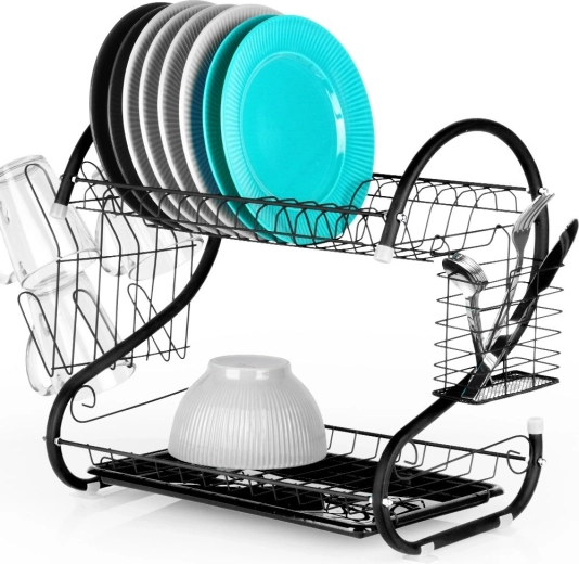 Black Two-Tier Dish Drainer 52 × 24.5 × 38 cm Vilde