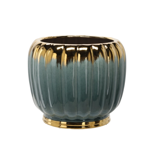 Ceramic planter cover 41 × 41 × 34.5 cm gold-green