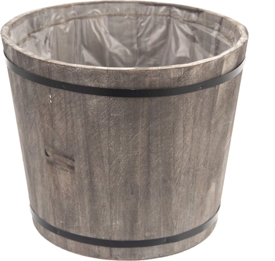 Cache-pot en bois et métal gris 20 × 20 × 24 cm