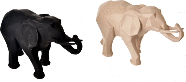 Decoratief olifantbeeldje GEO van polyresin, mat, 25 cm (2 varianten)