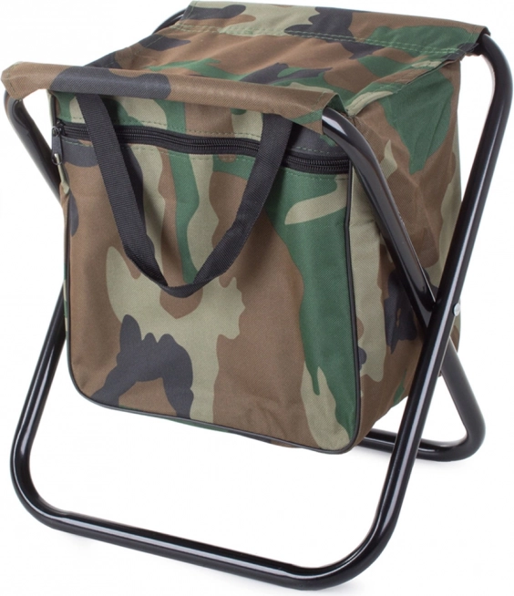 Tabouret pliant de pêche et de camping avec sac de rangement – camouflage