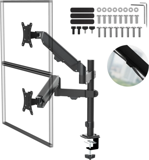 Dual Monitor Arm 17–32" with Tilt Arms and Gas Spring