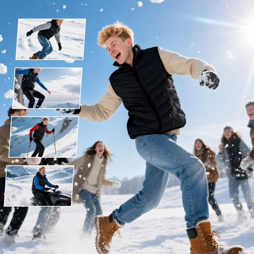 Unisex verwarmde winterbodywarmer met USB-voeding via powerbank, maat XL