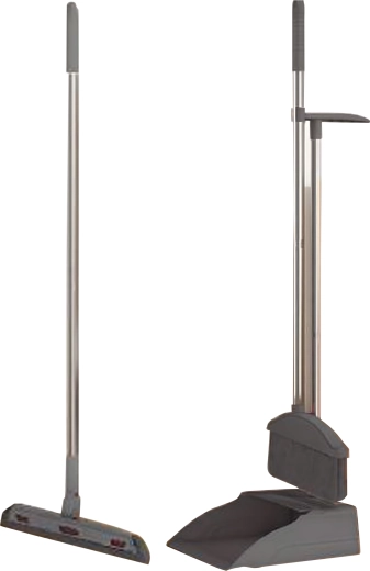 Set de nettoyage avec balai, pelle et raclette à vitres – gris