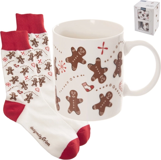 Gift set: Gingerbread ceramic mug 0.35 l and men's socks