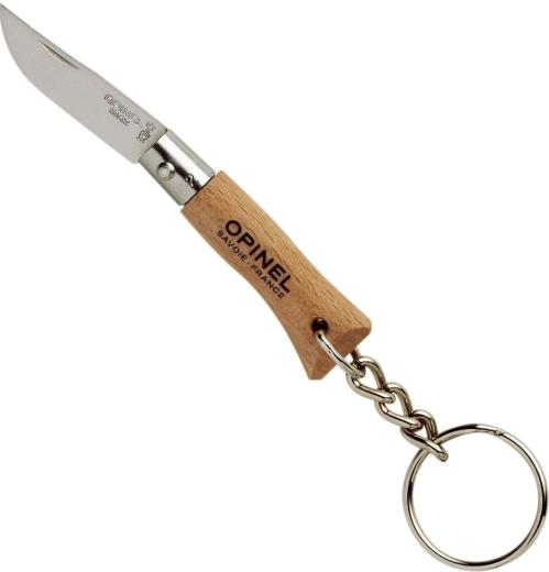 Opinel N°02 Inox zakmes voor aan sleutels 3,5 cm, beukenhout