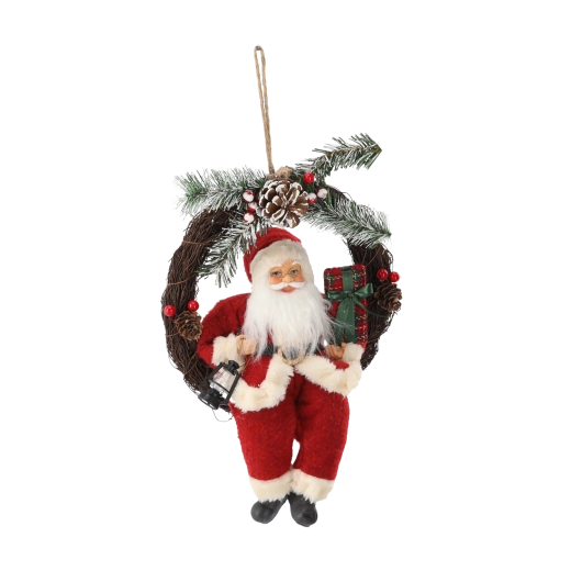 Kerst hangdecoratie Sinterklaas in krans 30 cm - 1 stuk