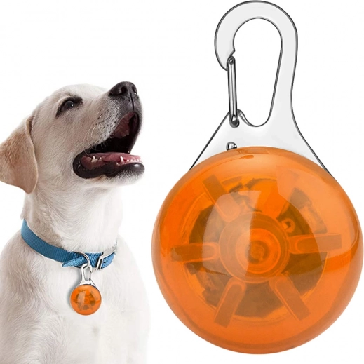 LED-Sicherheitsanhänger fürs Halsband für Hunde und Katzen mit Stahlclip – Orange