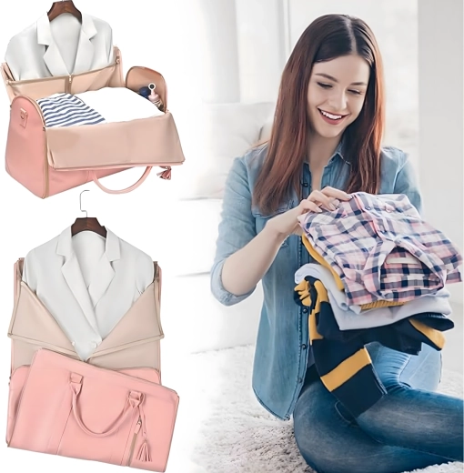 2‑en‑1 : housse à vêtements + grand weekender