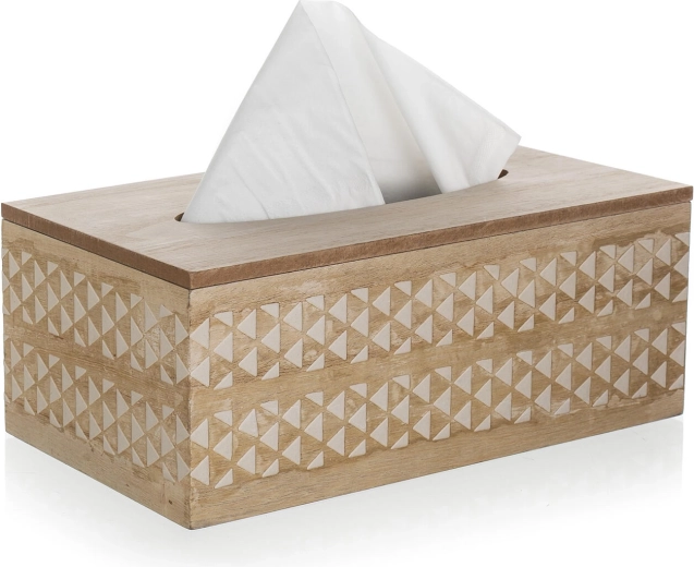 Decoratief houten design met wit ornament