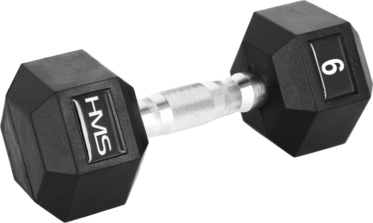 HMS Hexagonal Rubber-Coated Dumbbell Hex Pro 9 kg