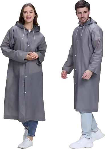 Poncho-regenjas met capuchon EVA, universeel grijs