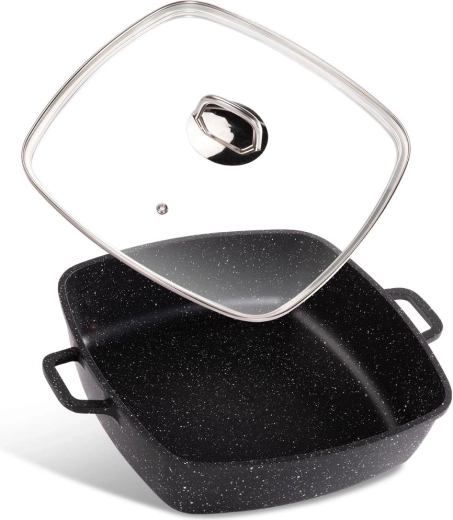 Plat à four Lamart avec couvercle, fonte, 28 × 28 cm, noir