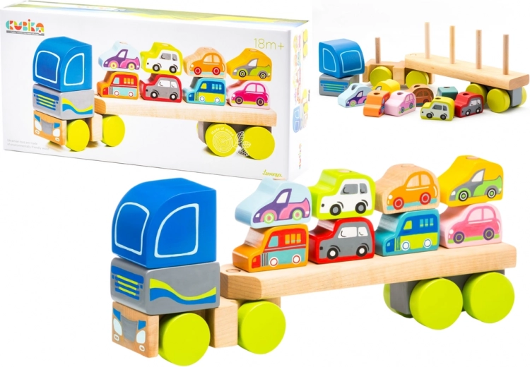 Wooden truck with cars - puzzle 12 pieces