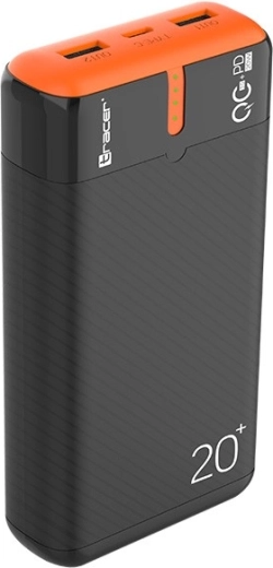 Powerbank tracer energen 20000 mah avec pd et qc 3.0, noir‑orange