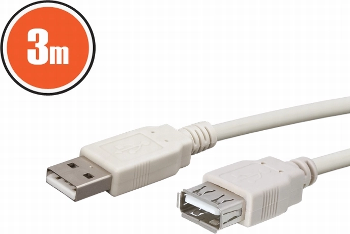 USB-verlengkabel A, 3 m, wit