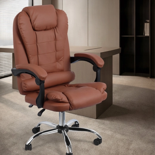 Ergonomischer Bürostuhl aus Kunstleder, braun