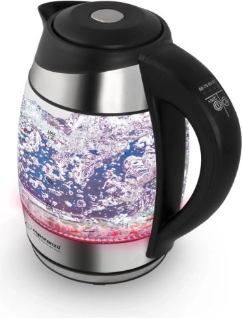 Bouilloire électrique en verre Esperanza Seine 1,7 l, noire avec éclairage LED et réglage de la température