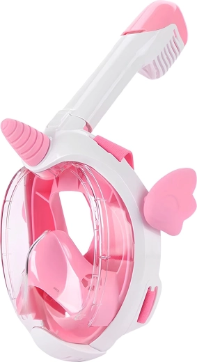 Kinder volledig gezichtsmasker voor snorkelen RENEW FORCE met eenhoornmotief, roze, XS