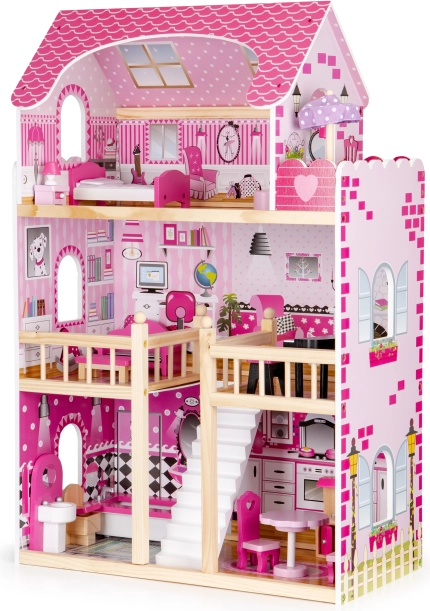 Houten poppenhuis met meubels van ECOTOYS