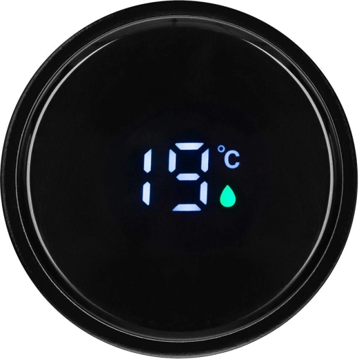 Digital tap-activated thermometer in the lid