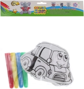 Creative color-in car with 4 washable markers