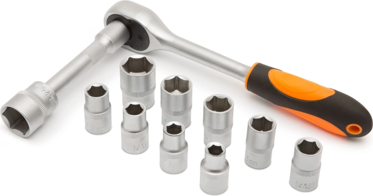 Socket wrench set with 1/2" ratchet, 12 pcs