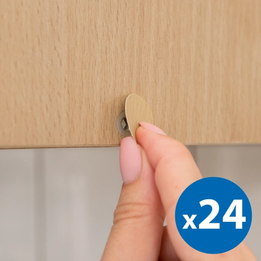 Selbstklebende Schraubenabdeckungen 13 mm, Eiche, 24 Stück