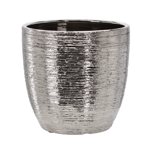 Ceramic flower pot cover, silver, 30 × 30 × 29.5 cm
