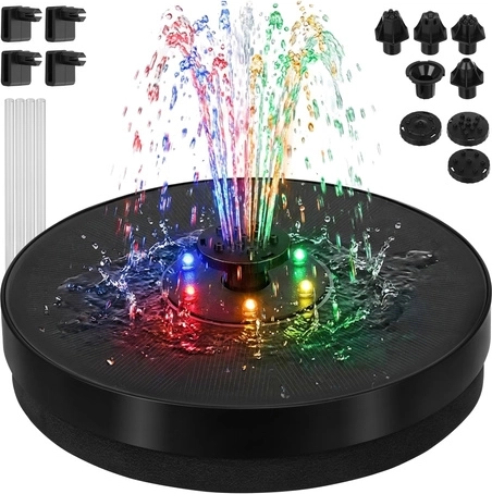 Schwimmende Solar-Gartenfontäne mit RGB-LED-Beleuchtung Gardlov