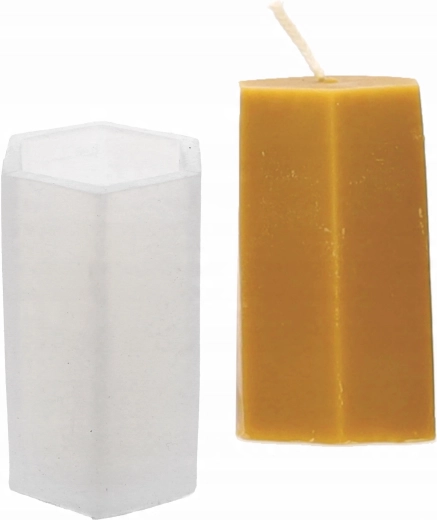 Bougie géométrique hexagonale aux arêtes nettes