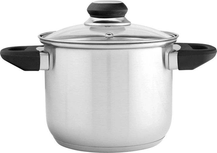 Altom Design Emilio roestvrijstalen hoge kookpan 2,3 l met glazen deksel, 16 cm