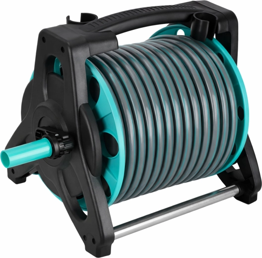 Reel with stand for tidy storage without tangling