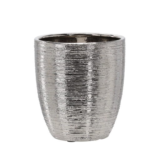 Ceramic flower pot cover 25 × 25 × 25 cm silver