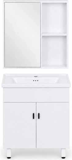 Armoire miroir et étagères ouvertes pour une meilleure organisation